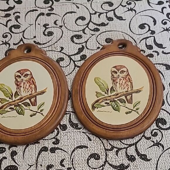 Leland Brewsbaugh Wooden Owl Wall Plaques - Picture 1 of 6
